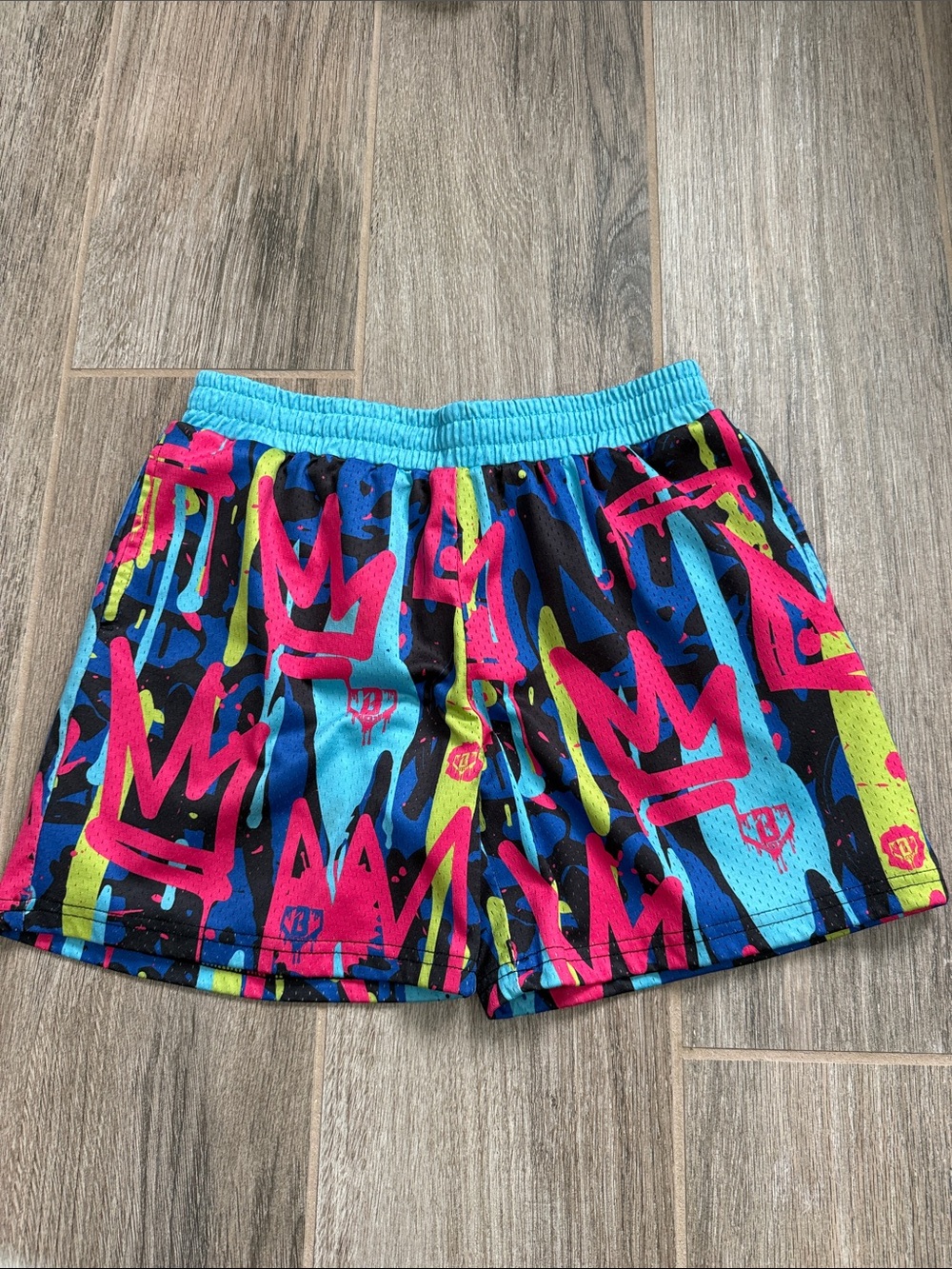 Girls' Neon Graffiti Athletic Shorts - Multicolor